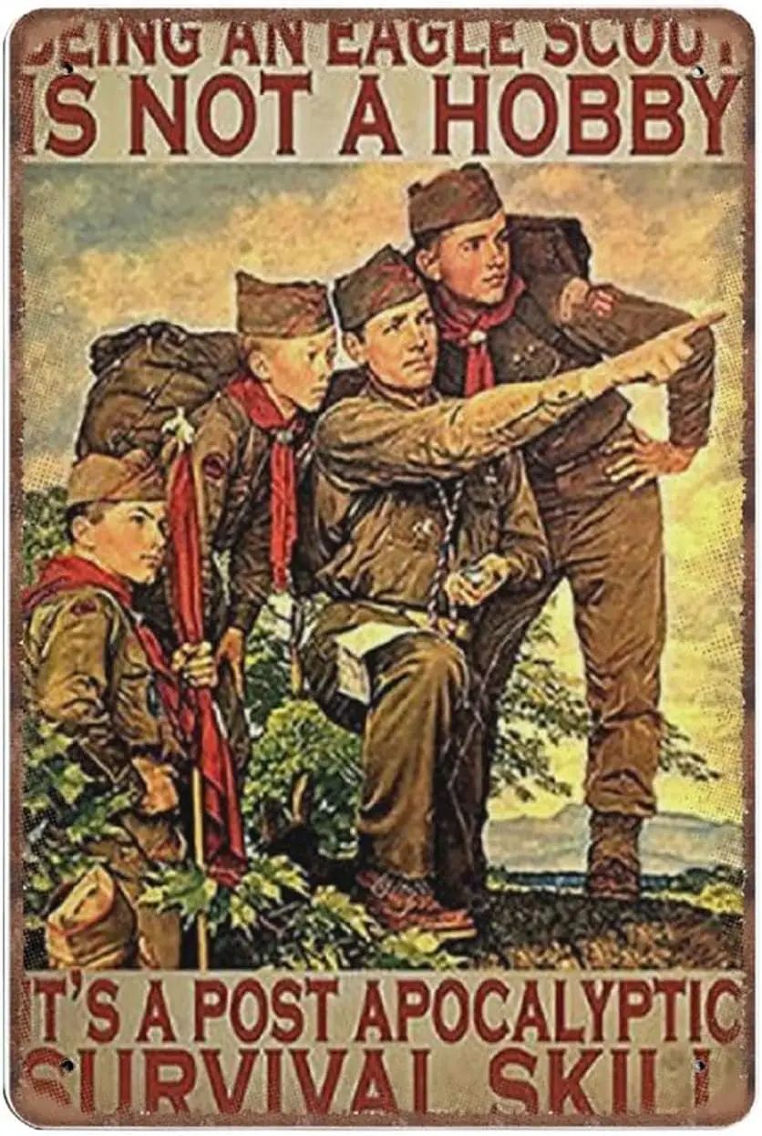 snowsun Metl Sgn Beng n Egle Scout s Not Hobby Vntge Sgns Retro Tn lumnum или Ktchen Home Grden Wll Br Ce Decor 8x12 nc