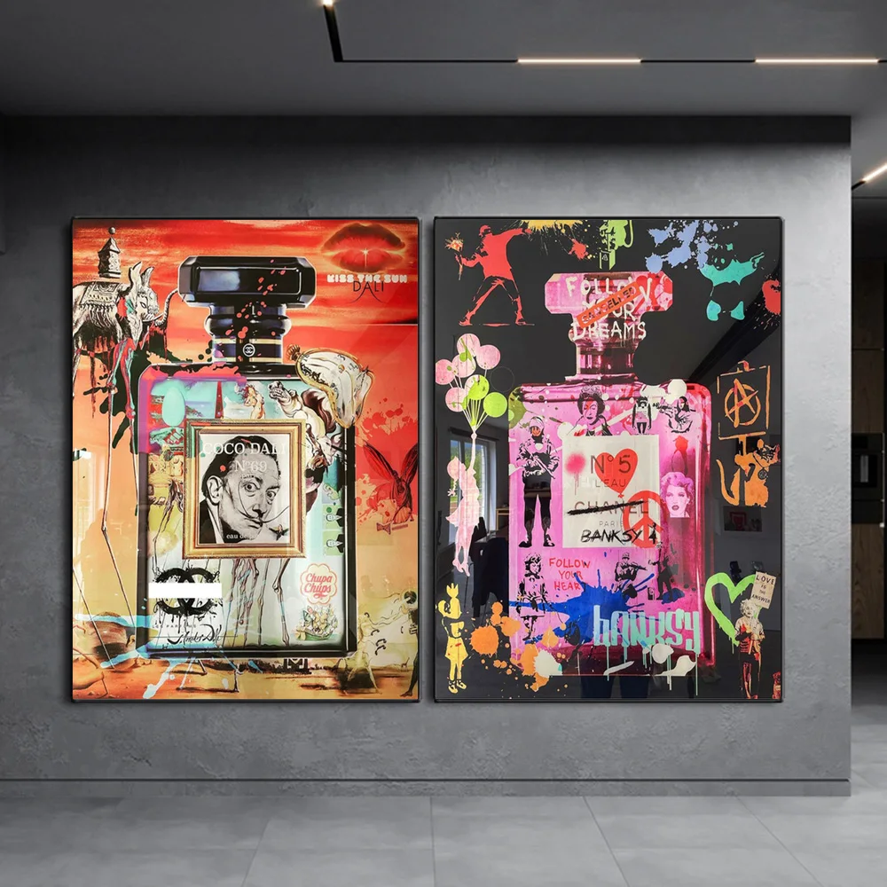 

Luxury Perfume Street Art Posters Graffiti Pop Canvas Prints Painting Fashion Wall Pictures For Living Room Bedroom Home Decor