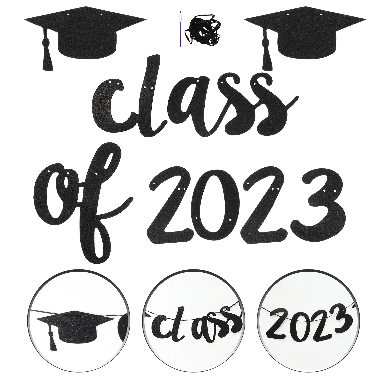 

Banner Graduation Party Decor Hanging Wall Decoration Background Photo Grad Decorative Prop Bunting Congrats Class Decorations