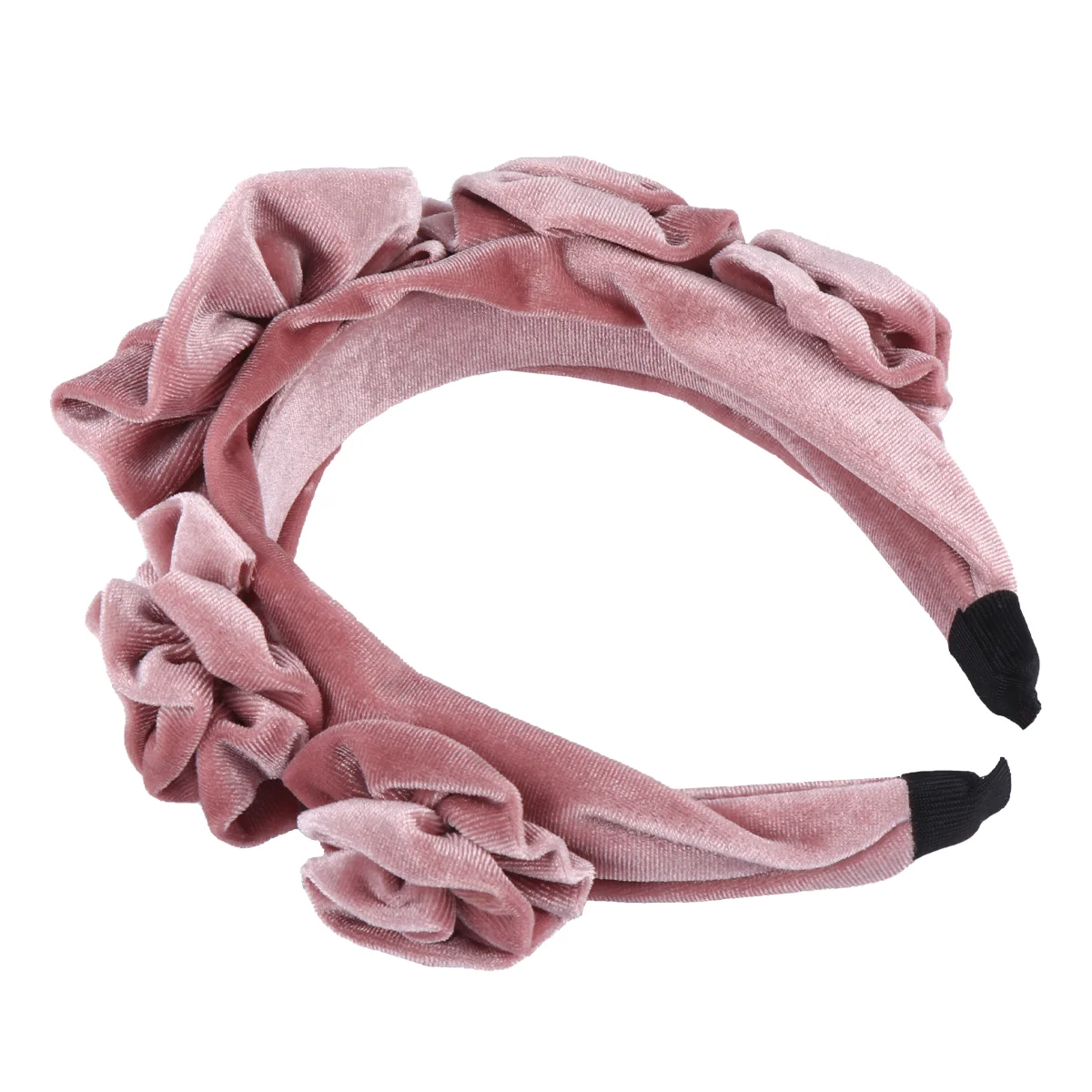 

Фланелевая повязка на голову с 5 цветами, модная широкополая повязка для волос для женщин и девочек (розовый)