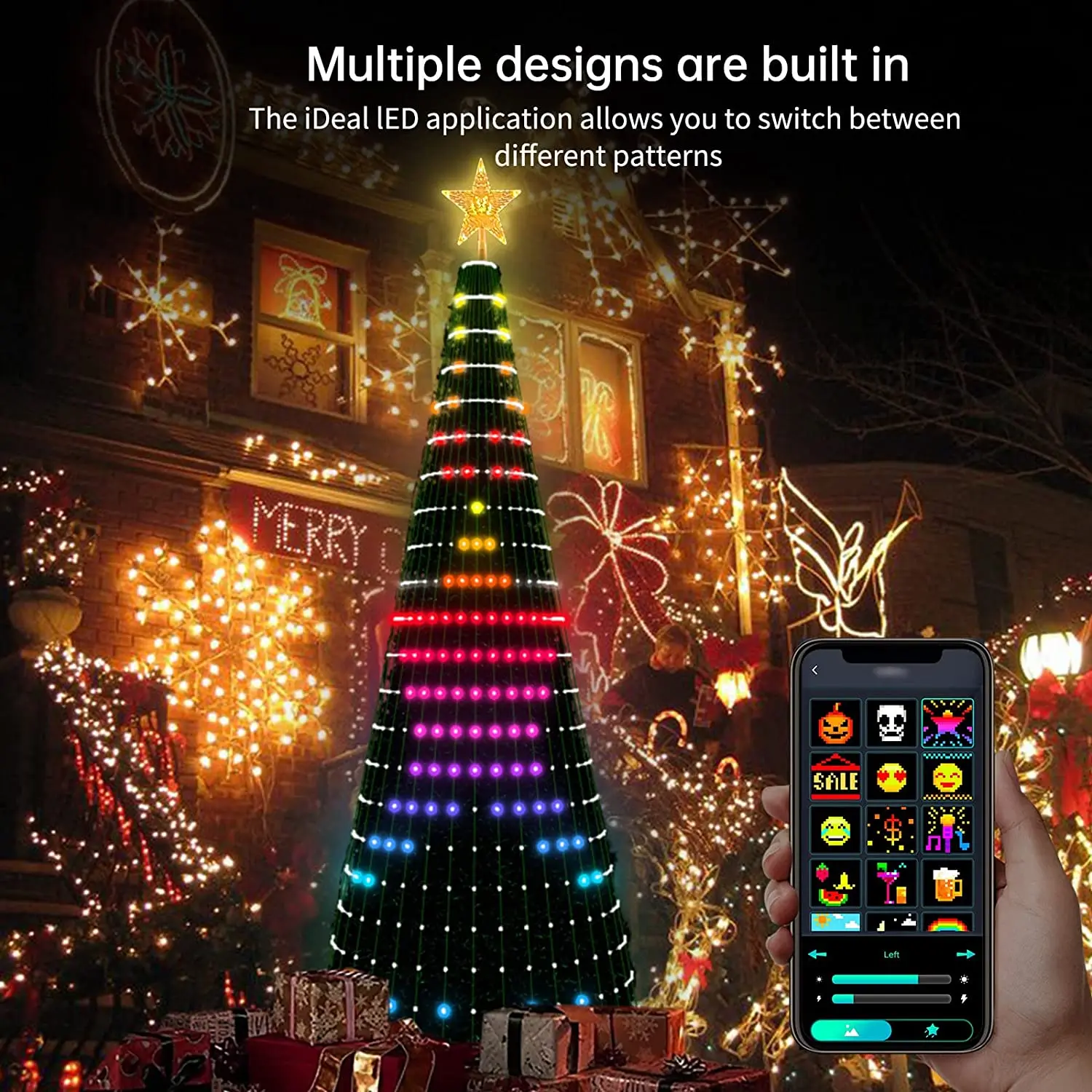 Smart DIY Christmas Tree LED String Lights APP Control Music Sync Fairy Garland for Navidad Home Room Xmas Decoration Outdoor