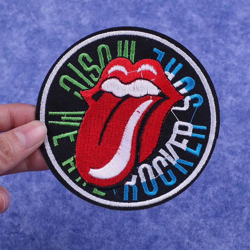 

Music Punk Band Logo Embroidery Patches on Clothes Clothing Thermoadhesive Patches for Jacket Red Letters Lip Badge for Sewing