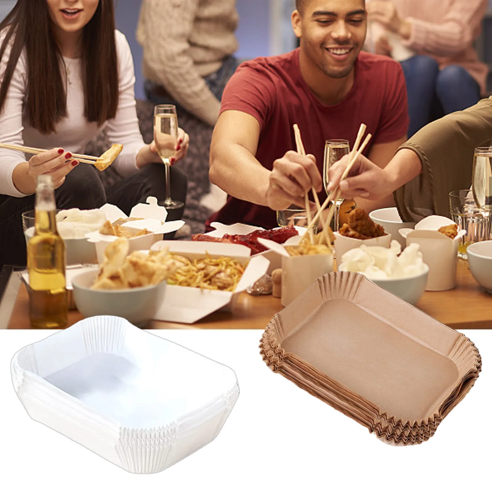 

100 шт., одноразовые фритюрницы, прямоугольные, 8,7 дюйма