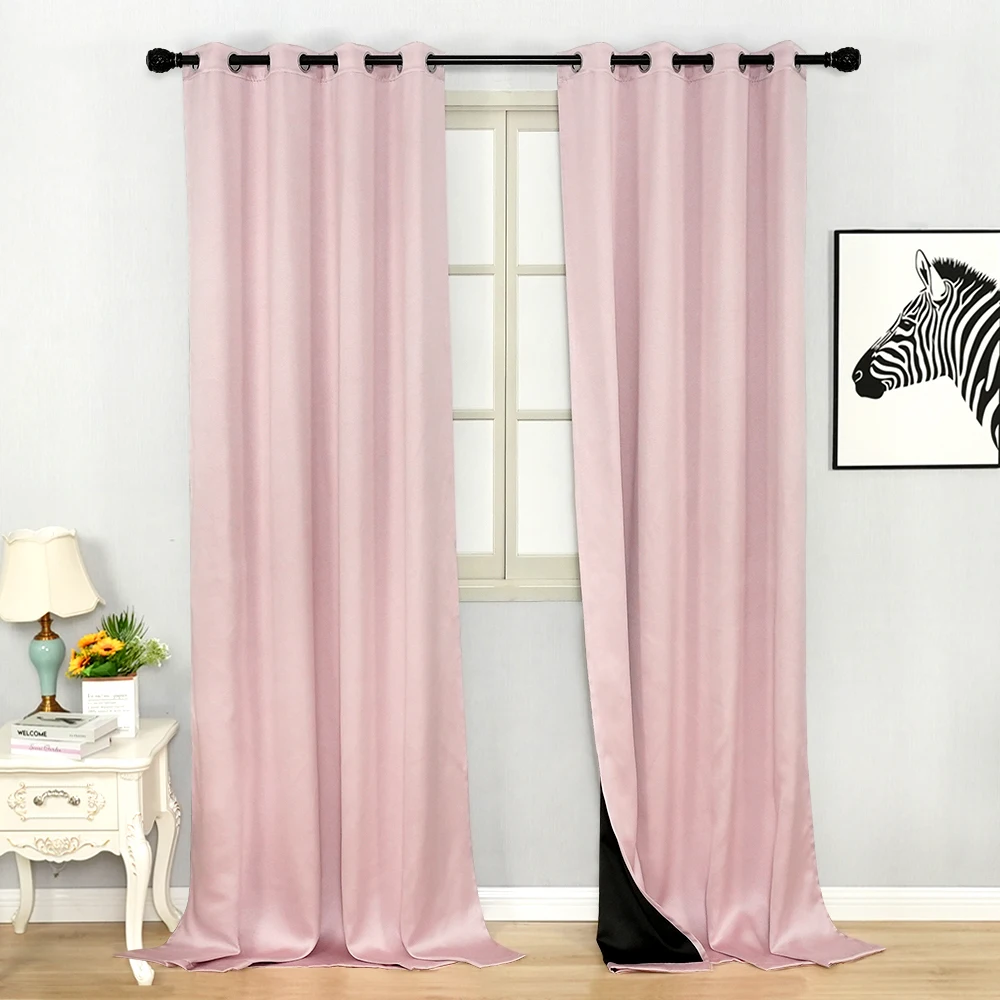 

Pink Blackout Curtains Thermal Insulated for Living Room Bedroom Window Treatment Room Darkening White Tulle