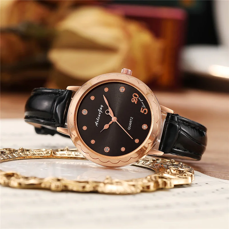 Часы наручные женские кварцевые с кожаным ремешком модные роскошные | Кварцевые