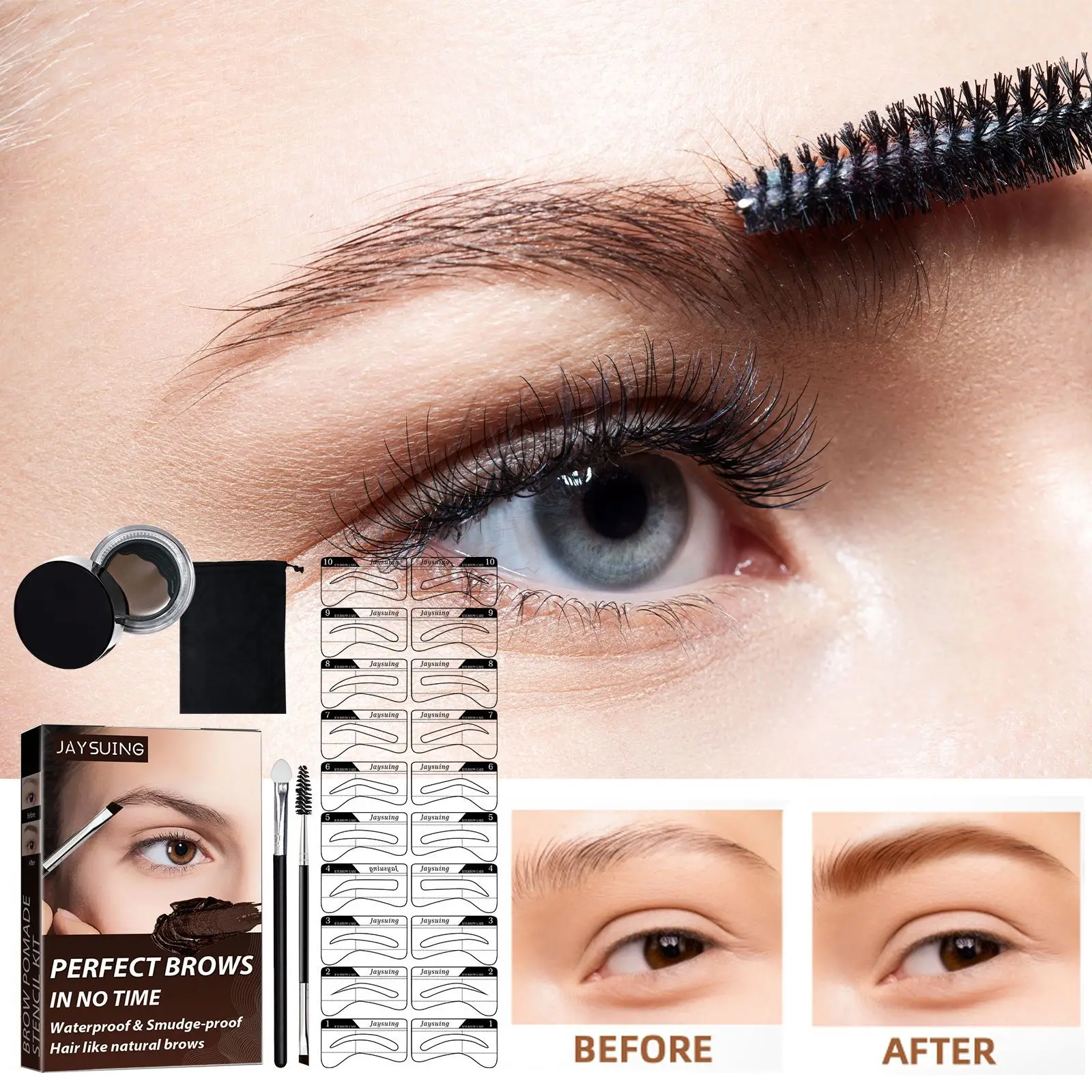 

Eyebrow Cream Set with Eyebrow Brush Easy To Color Waterproof Long-lasting Not Take Off Makeup One Step Brow Stamp Shaping Kit