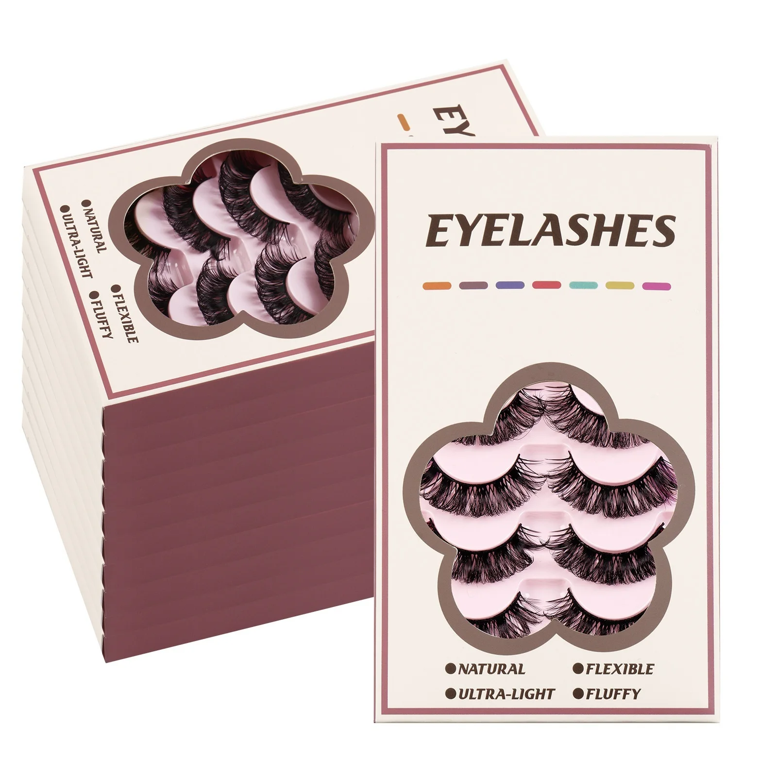 Naturally Soft & Vivid Handmade Reusable Colored Fake Lashes Extensions Colorful Lashes