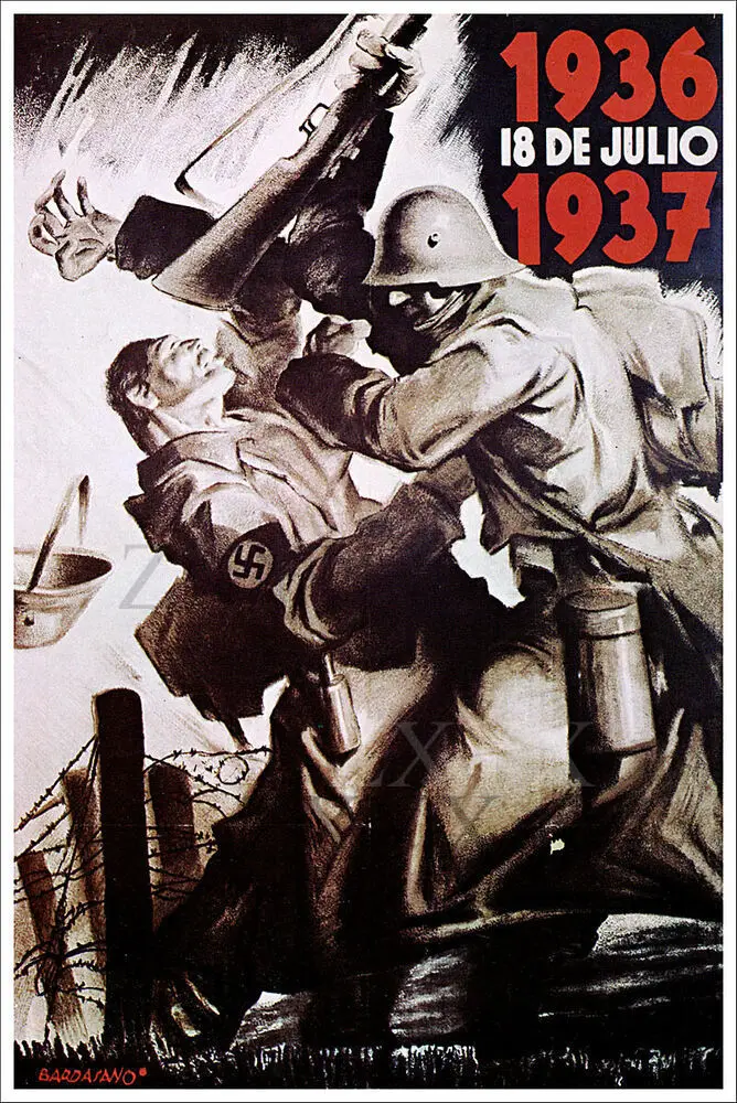 18 июля 1937 винтажный военный пропагандистский постер испанской Гражданской войны