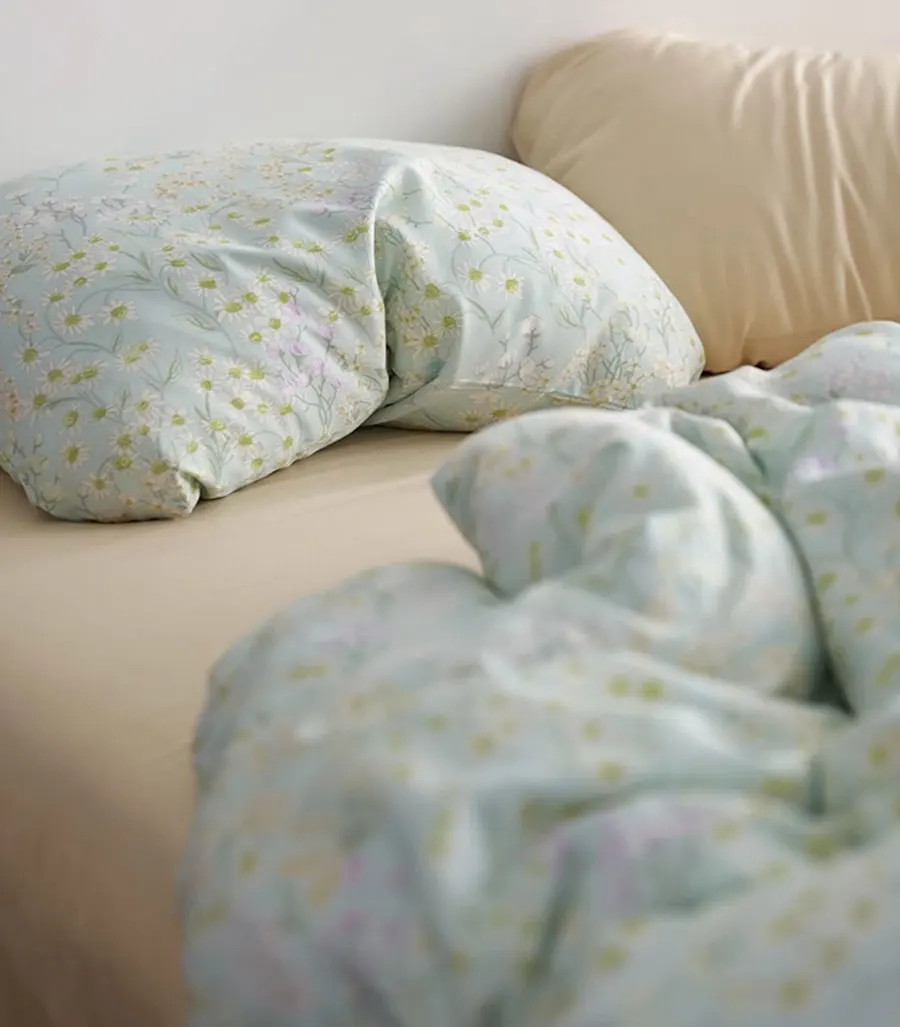 Комплект постельного белья с цветочным рисунком свежего зеленого синего цветов 1