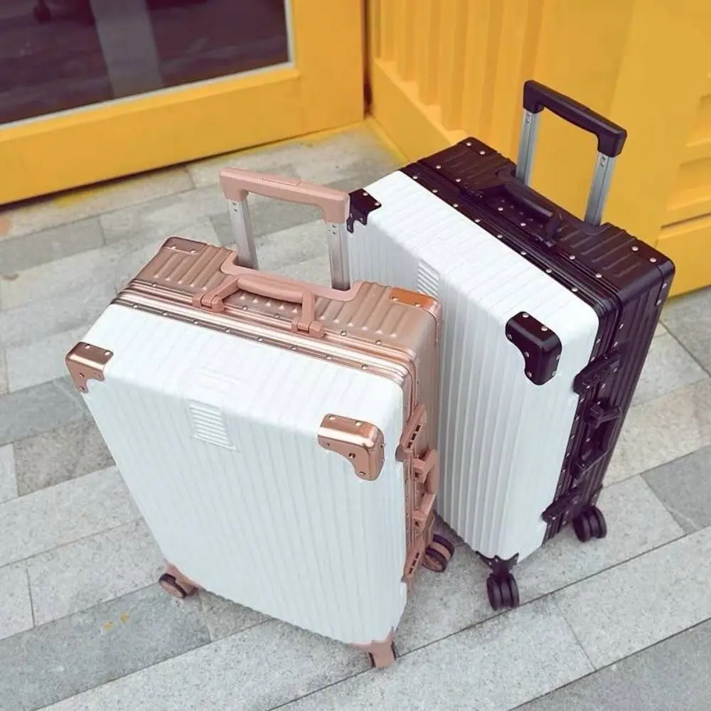 Luggage Fixed belt alloy Rolling Luggage Spinner 20/24/29 inch Women Metal Trolley Men Business Suitcase Wheels