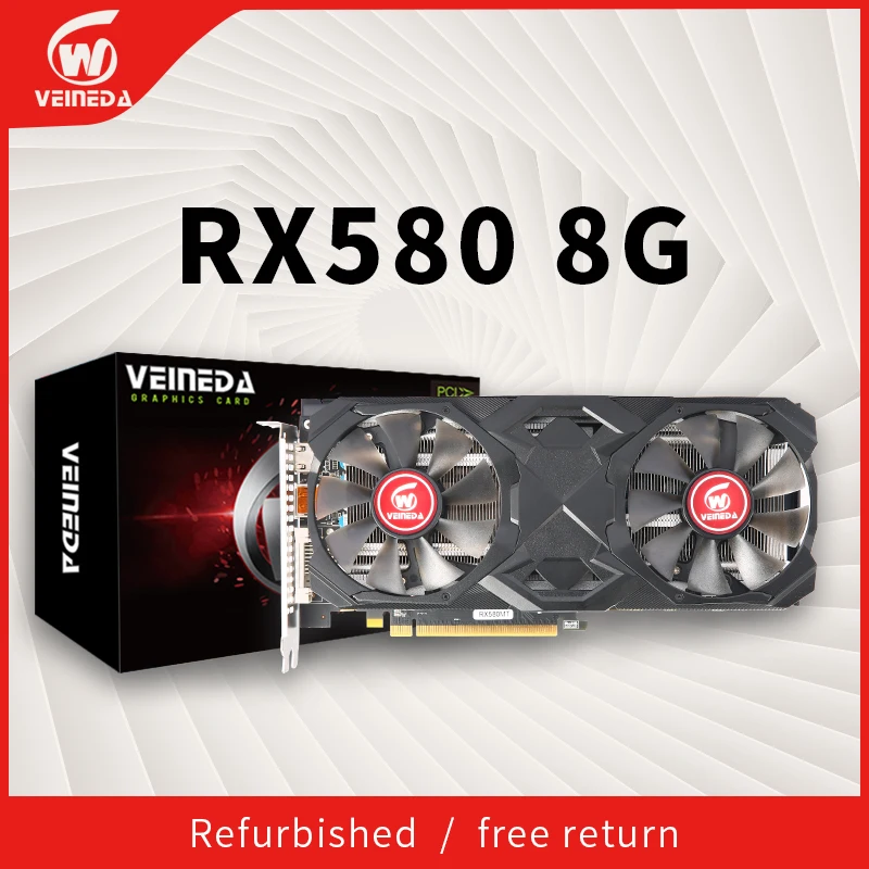 Видеокарта VEINEDA RX580 8 Гб 256 бит 2048SP видеокарты серии GDDR5 RX 580 задняя панель тепловые