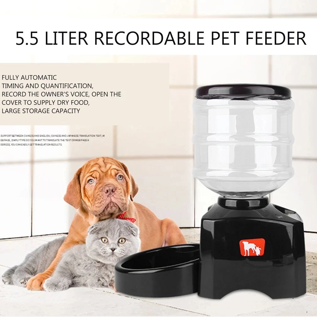 

5.5L Smart Pet Feeder Automatic Food Dispenser Pet feeder with LCD Display Sound Recording Timer Programmable For Dog Cat