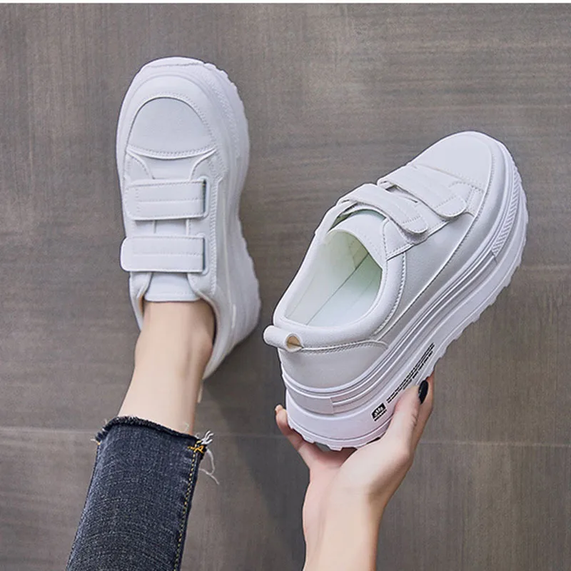 

Velcro Platform White Shoes Autumn 2022 Women Shoes Fashion Women Non Slip Increase Sneakers Casual Running Shose Zapatos Mujer