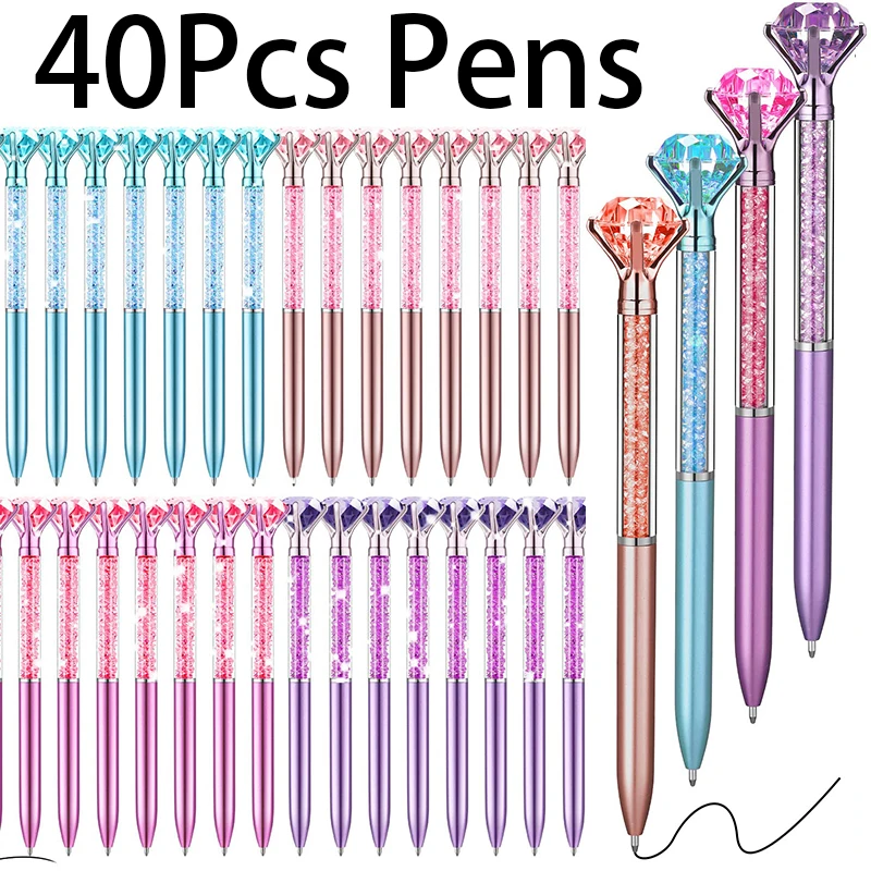 40 шт. пластиковая шариковая ручка с большими бриллиантами новый дизайн красивая
