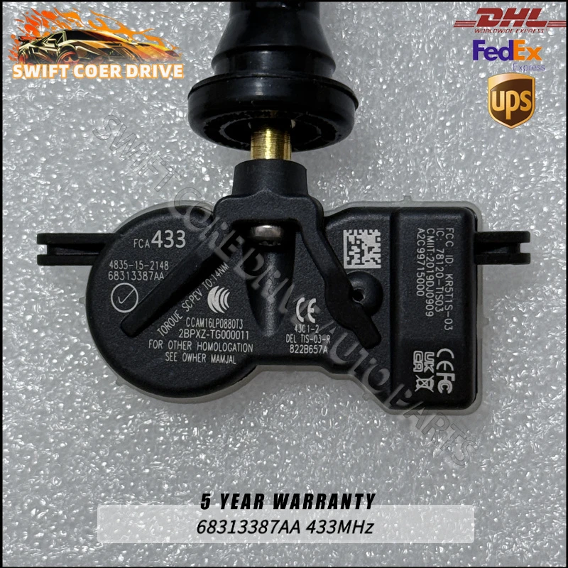 Фото 68313387AA 433 МГц датчики TPMS для Chrysler Pacifica 2013-2022 Jeep Compass Renegade 68313387AB 68252493AB 68105280AF 53305555 №4