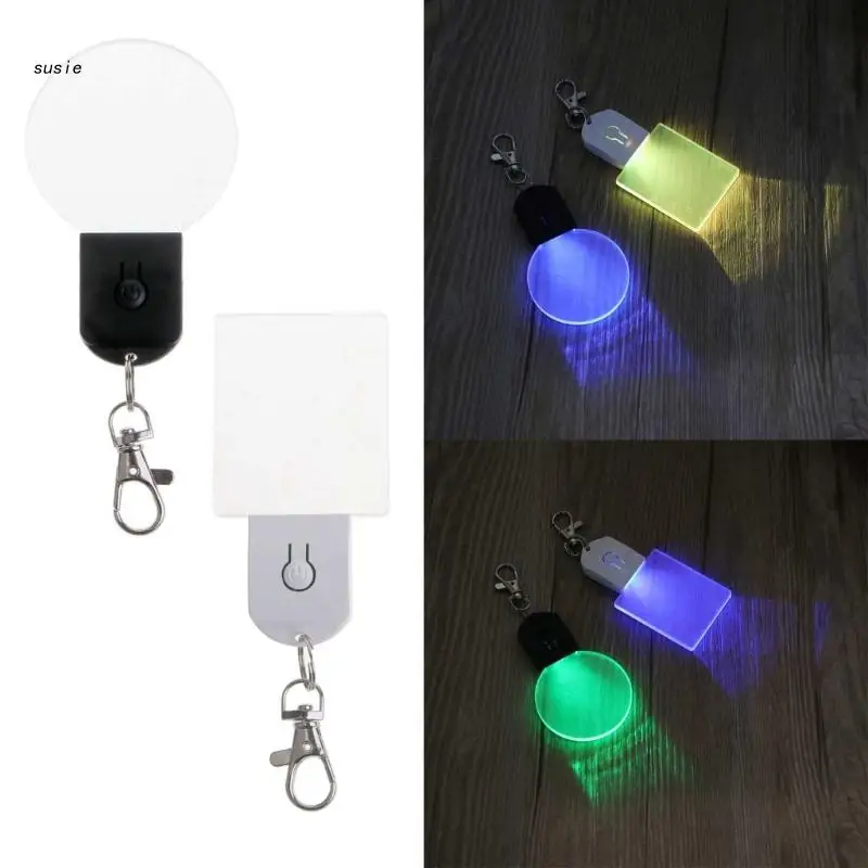 

X7YA Portable Mini Keychain Light for Hiking Round Acrylic Pendant USB Rechargeable