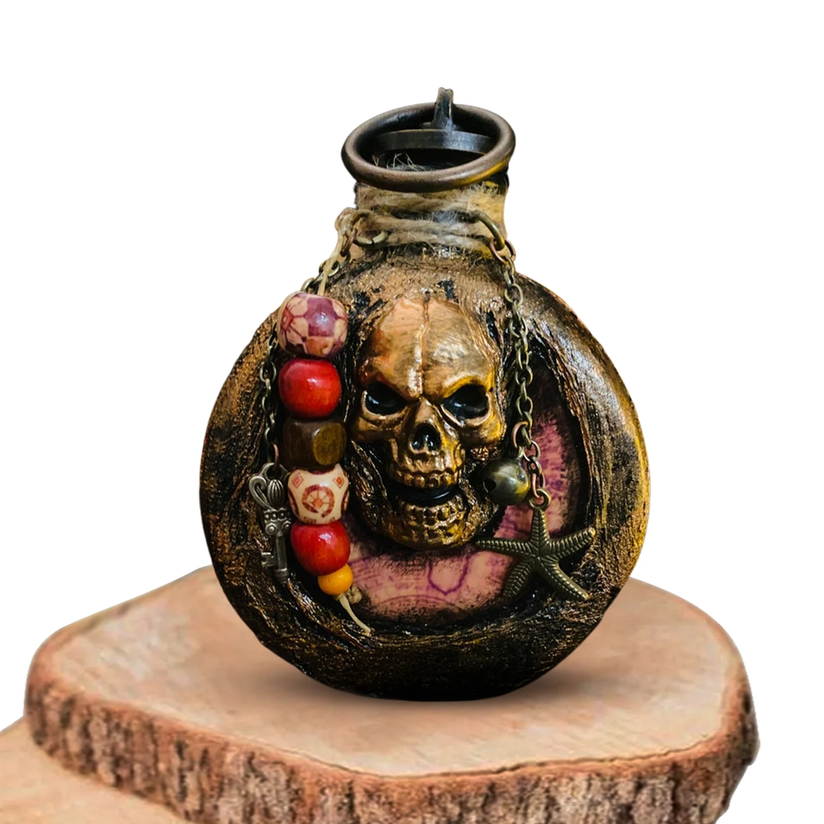 

Skull Head Flask Ornament Skull Head Engraved Resin Bottle Resin Crafts Arts Gifts For Men Desktop Bookshelf Home Decor
