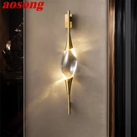 aosong postmodern wall lamp luxury creative led lighting scones indoor fixtures brass crystal up