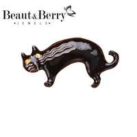 beautberry red black cat brooches women alloy cute animal casual party brooch pins new year gifts