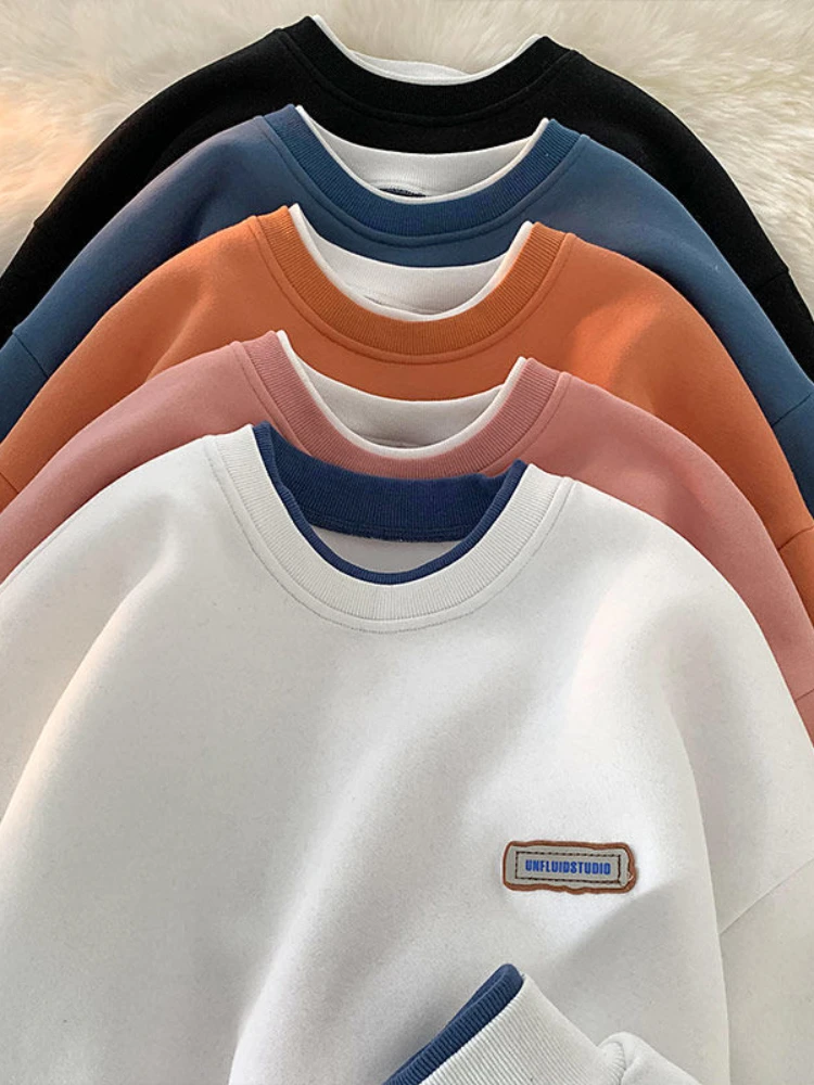 

Fake Two-piece T-shirt Men Women Autumn Winter Long-sleeve Shirt 2022 O-neck Bf Grunge Preppy Bottom Shirt Harajuku Simple Top