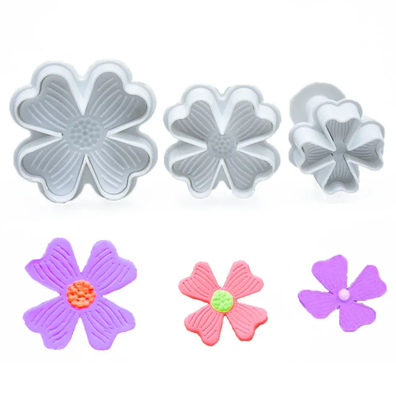 

New 3Pcs Wedding Lucky Clover Baking Kitchen Accessories Botany Plunger Cookie Cutter Biscuit Cake Mould Stamp Decorating Tools