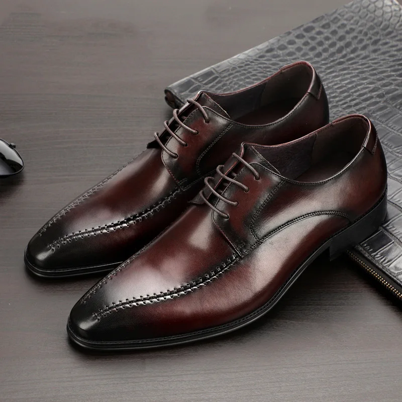 

2022 spring new business men's shoes pointed toe formal leather shoes British style single shoes leather men's leather shoes