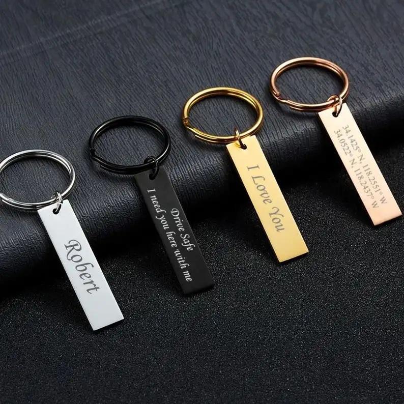 

Custom Engraved Keychain for Men Personalized Keychain for Boyfriend Gifts for Dad and Mom Couple Gifts Father's Day Anniversary