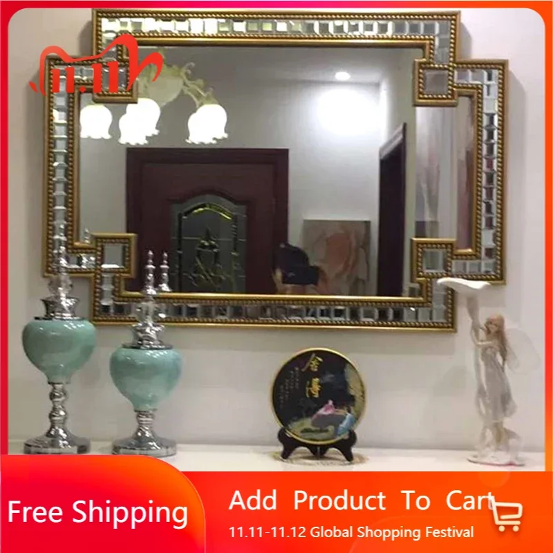 

Bathroom Decorative Wall Mirrors Aesthetic Large Bedroom Wall Mirrors Makeup Vintage Shower Macrame Miroir Mural Decoration Home