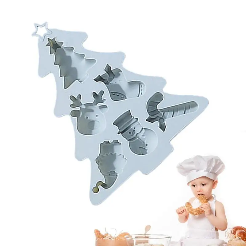 

Christmas Tree Elk Candy Cane Gnome Stocking Snowman Silicone Mold Non-stick Soap Making Molds for Christmas Home Party Supply