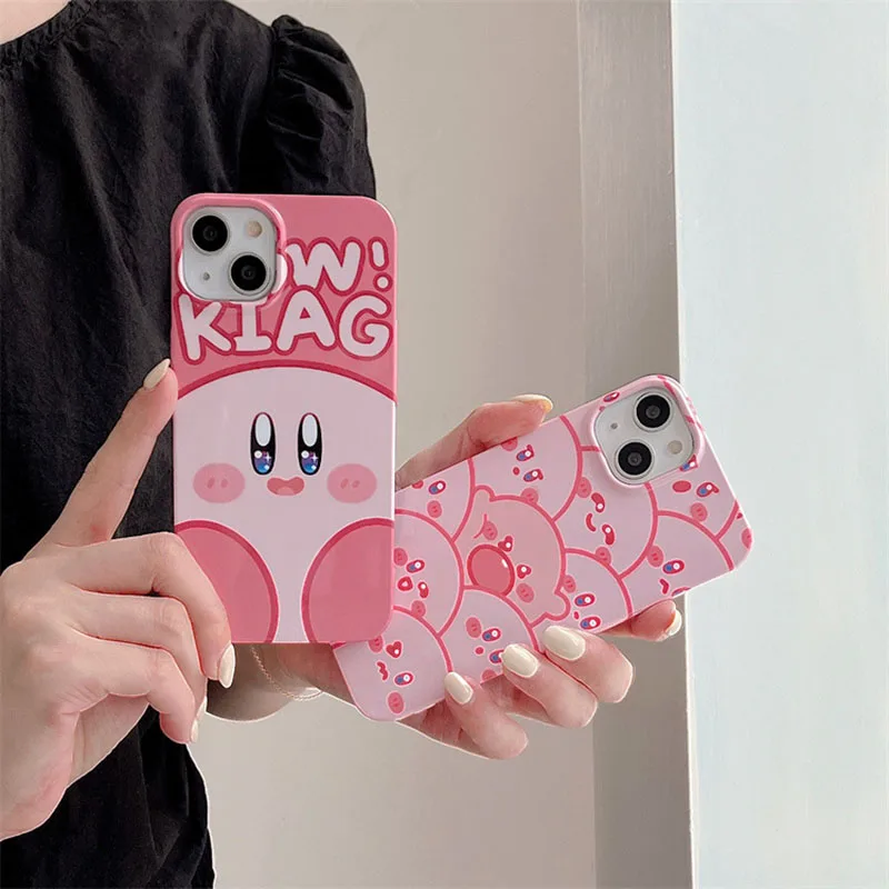 

Kawaii Phone Case Kirby for Iphone14 13 12 11Pro Max Cartoon Anime All-Inclusive Hard Shell Anti-Drop Phone Accessories Gift Toy