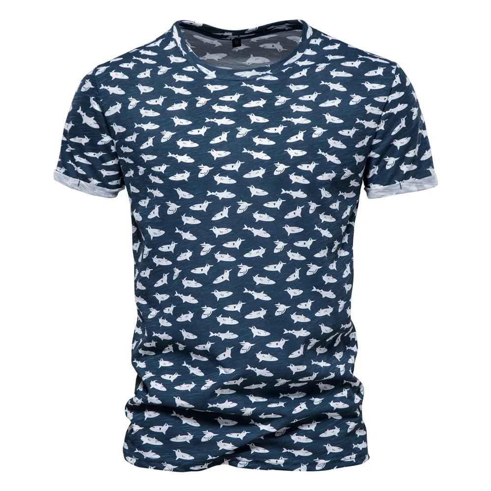 

Мужская футболка с короткими рукавами, Повседневная футболка из чистого хлопка с принтом и короткими рукавами, лето 2022