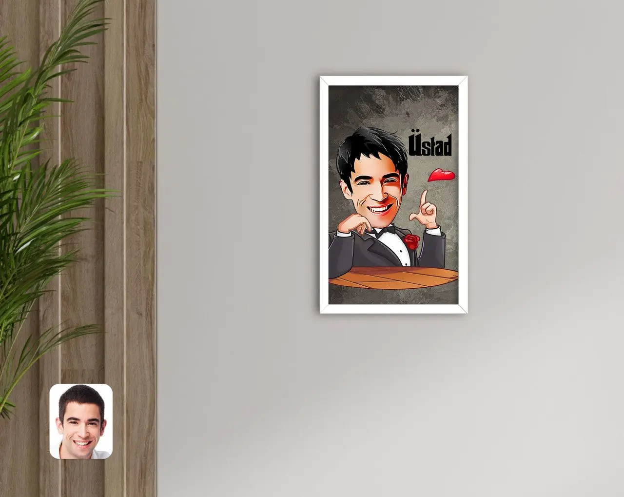 

Персонализированные Üstad карикатура декоративные деревянные белый защелка Tablo-3