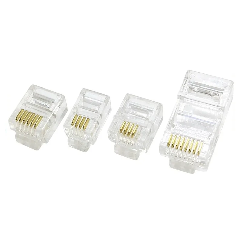 10 шт., коннектор RJ11 с хрустальной головкой, позолоченный, 6/3-контактный телефон 6P6C 6P4C 8P8C 4P4C