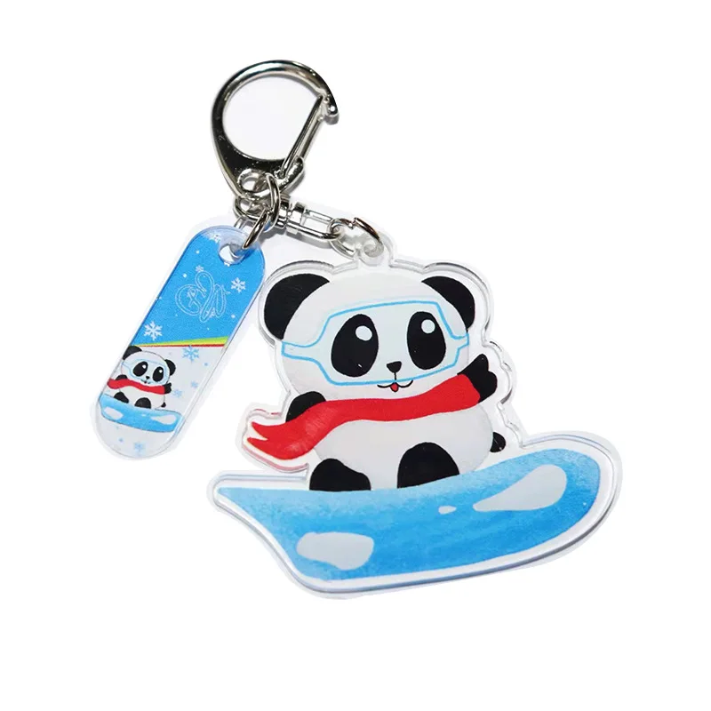 

Cute Panda Keychain 3D Acrylic Winter Games Decorations Funny Keychain Pendant