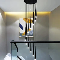 indoor lighting stair led chandelier simple duplex apartment villa hotel rotati long droplight pendant lamp decor hanging light