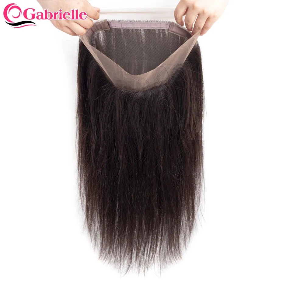 

Gabrielle 360 Lace Frontal Brazilian Straight Human Hair Pre-plucked Transparent Lace Closure Only Natural Color Remy Hair