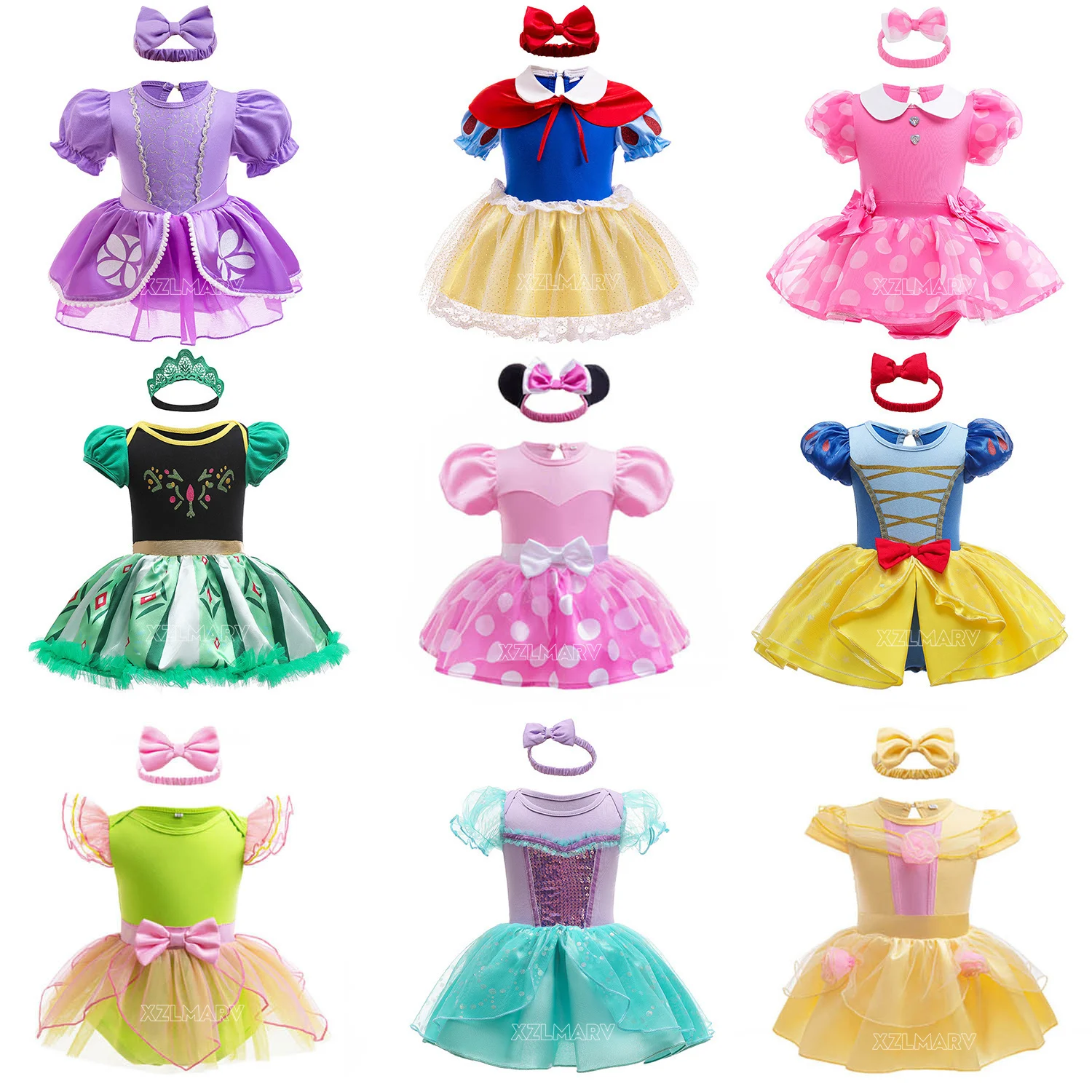 Детский комбинезон платье-пачка с повязкой на голову одежда принцессы для