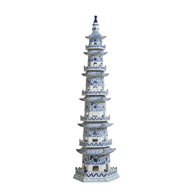 

Chinese Porcelain Tower Decoration New Design Blue And White Ceramic Pagoda Figurine