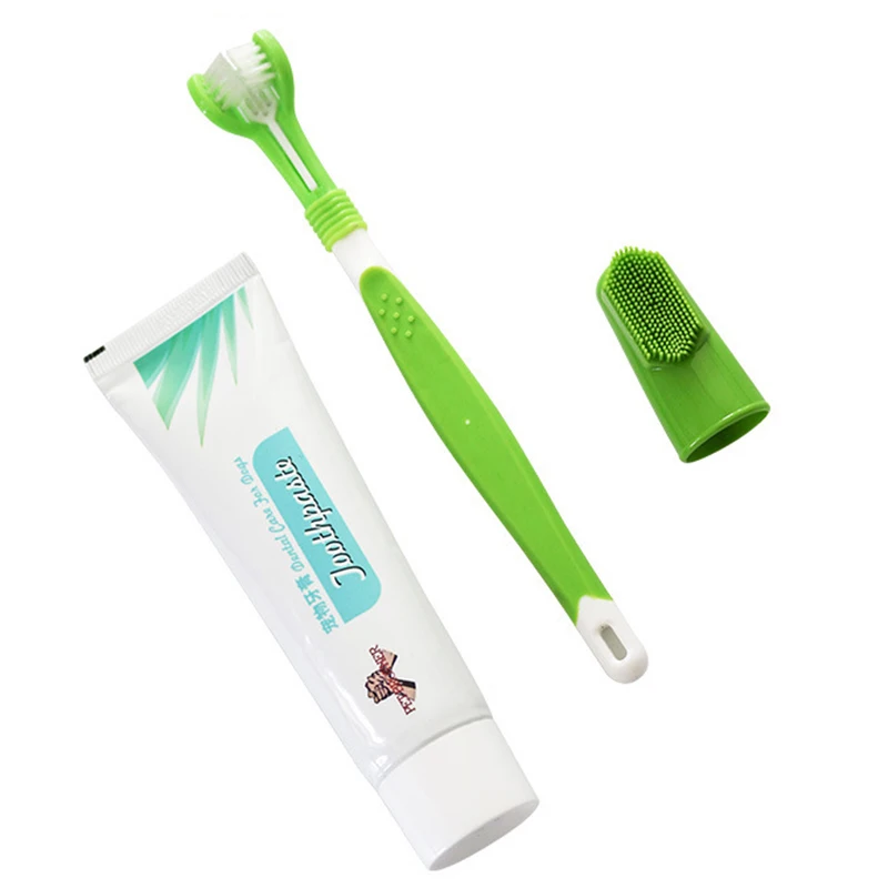 

Pet Toothbrush Toothpaste Set Cat Length and Short Brush Head Toothbrush Vanilla Flavor Oral Cleaning Product Set