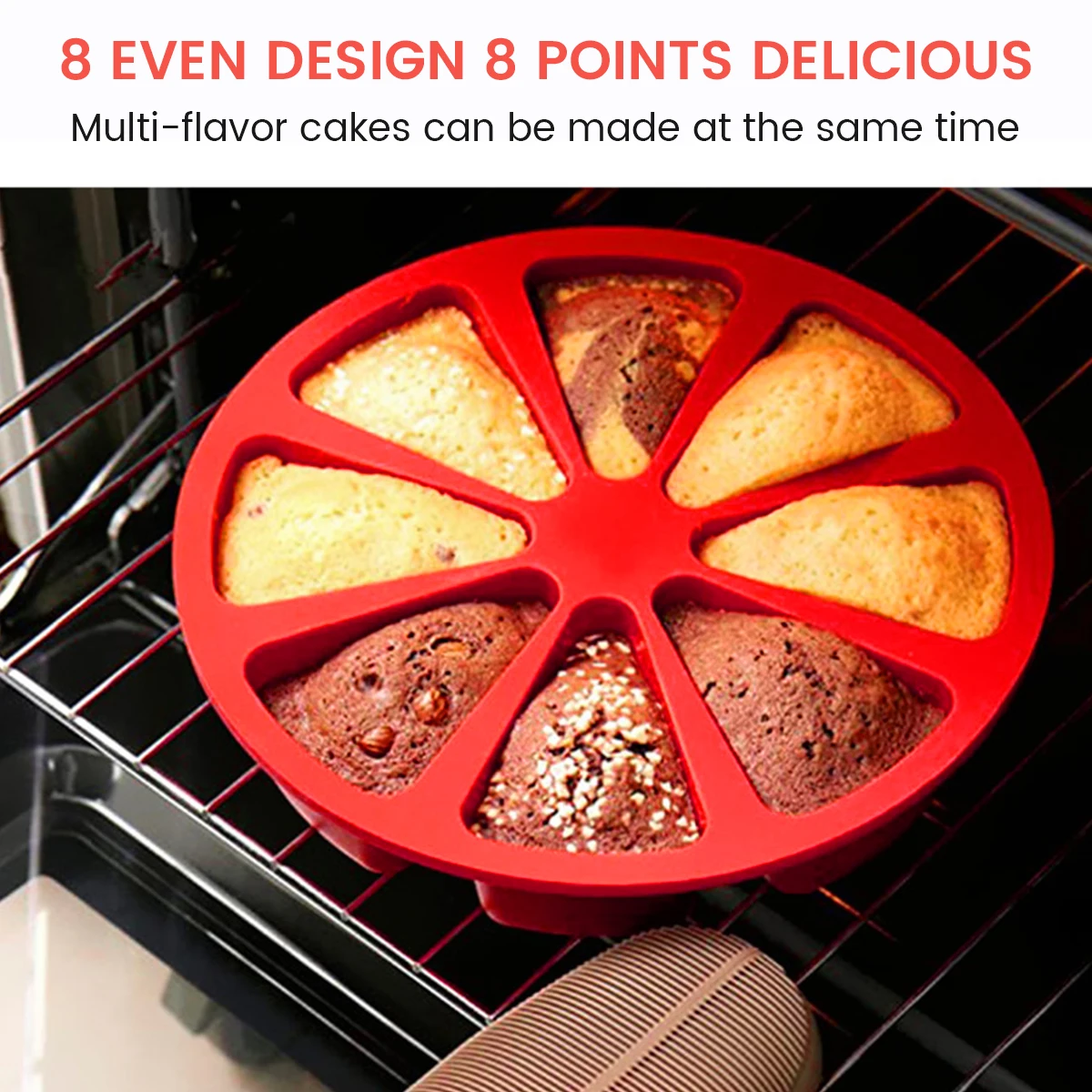 

Silicone Bakeware Baking Food Mold 8 Points Scone Cake Home Used In Microwave Home Kitchen Baking Reusable Silicone Mold