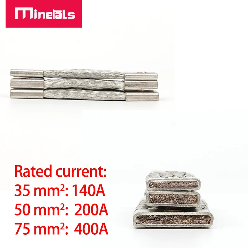 72mm Flexible Bus Bar Plated Copper Braided Strap Busbar M4 M6 M8 M10 Connector Battery Band 35mm2 50mm2 75mm2 140A 200A 400A