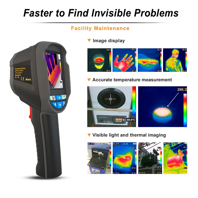 

HT-04 Thermal Imager IR Pixels Infrared Thermal Imaging Camera -20°C~400°C Temperature Detect Floor Heating Repair New