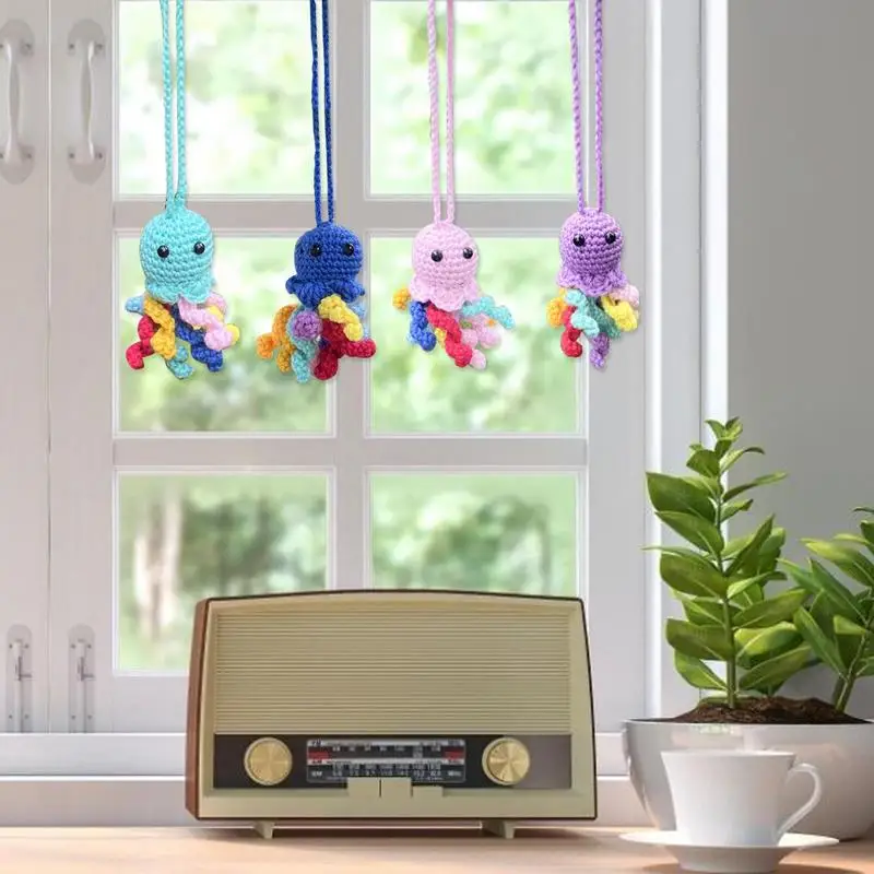 

NEW Cute Octopus Crochet Car Pendant Hangings Crochet Decor For Car Automobile Ornament rear view mirror pendant