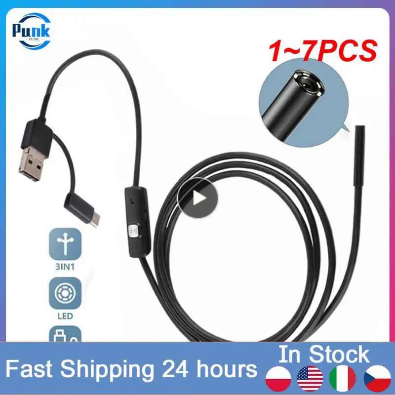 

1~7PCS MM IP67 Waterproof Endoscope Camera 6 LEDs Adjustable USB Android Flexible Inspection Borescope Cameras for Phone PC