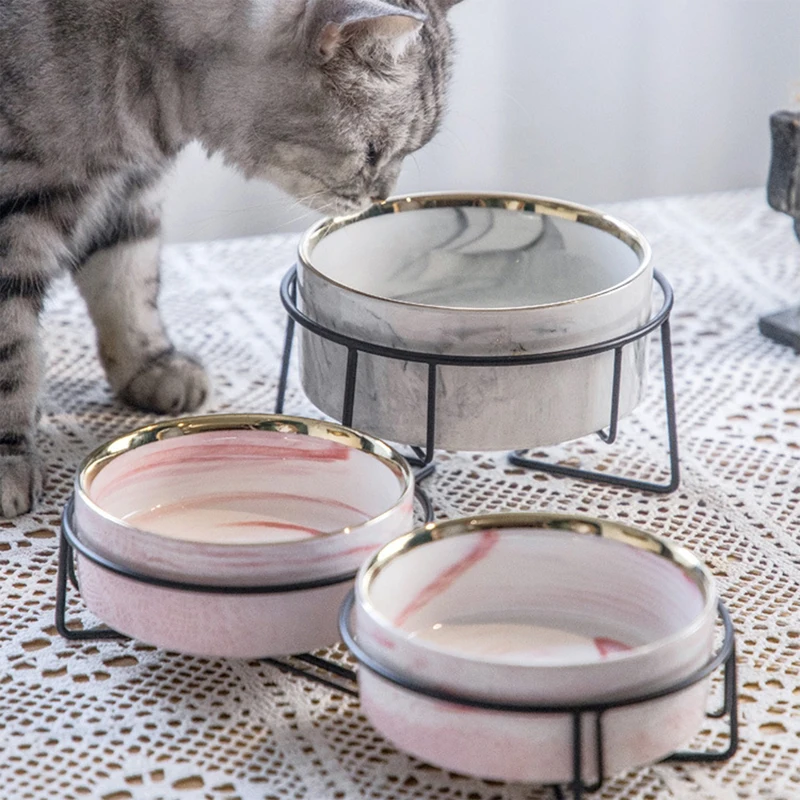 

Ceramic Cat Dog Bowl Dish with Wood Stand No Spill Pet Food Water Feeder Cats Small Dogs Pet bowl Drinking Large Cat Accessories