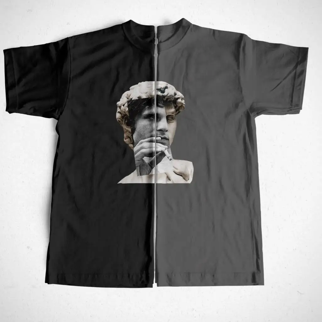 

COOLMIND 100% cotton short sleeve david print funny men T shirt casual o-neck cool men tshirt loose t-shirt male men tee shirts
