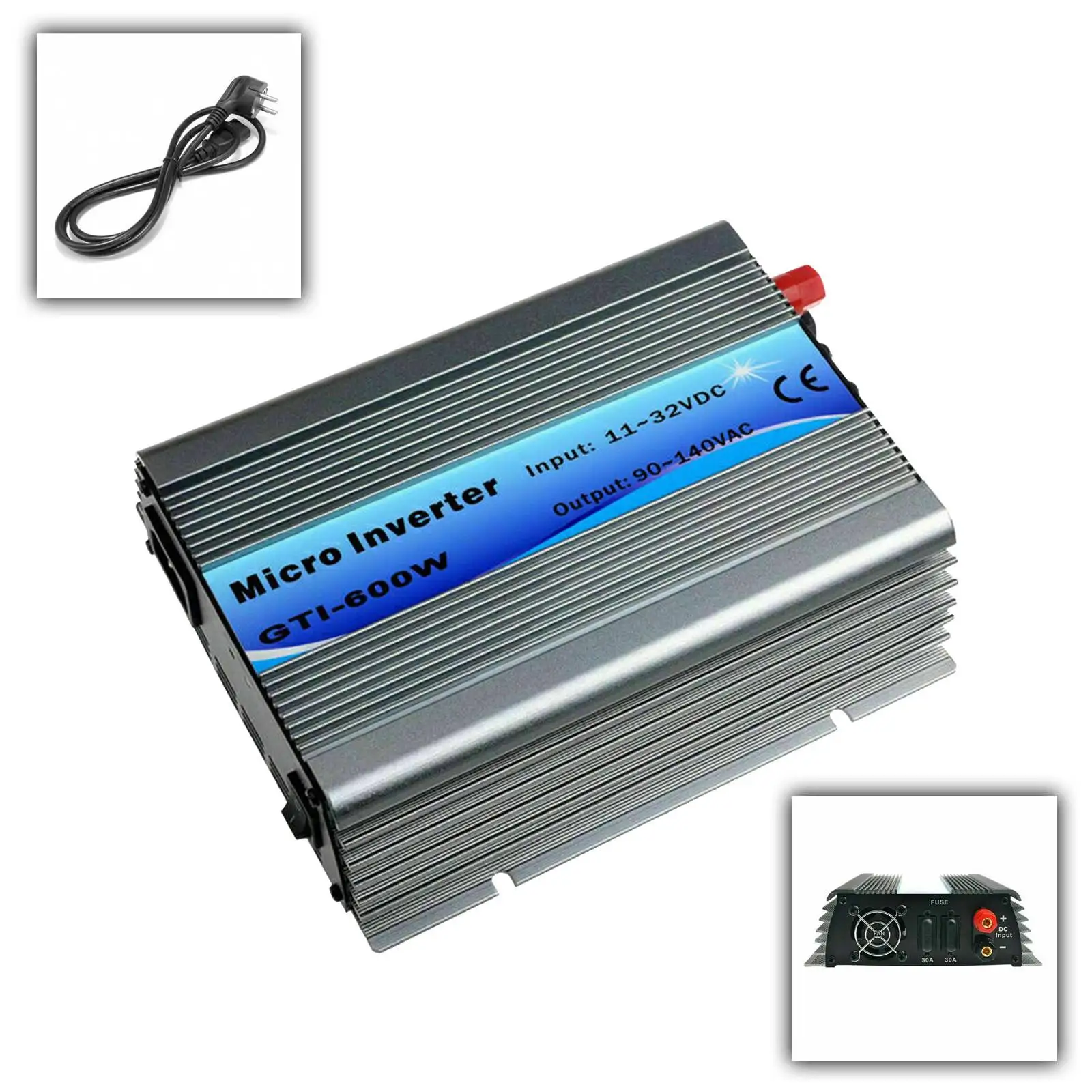 

120-600W 50Hz/60Hz Auto MPPT Solar Grid Tie Microinverter DC11-32V To AC230V Pure Sine Wave Inverter Fan Cooling