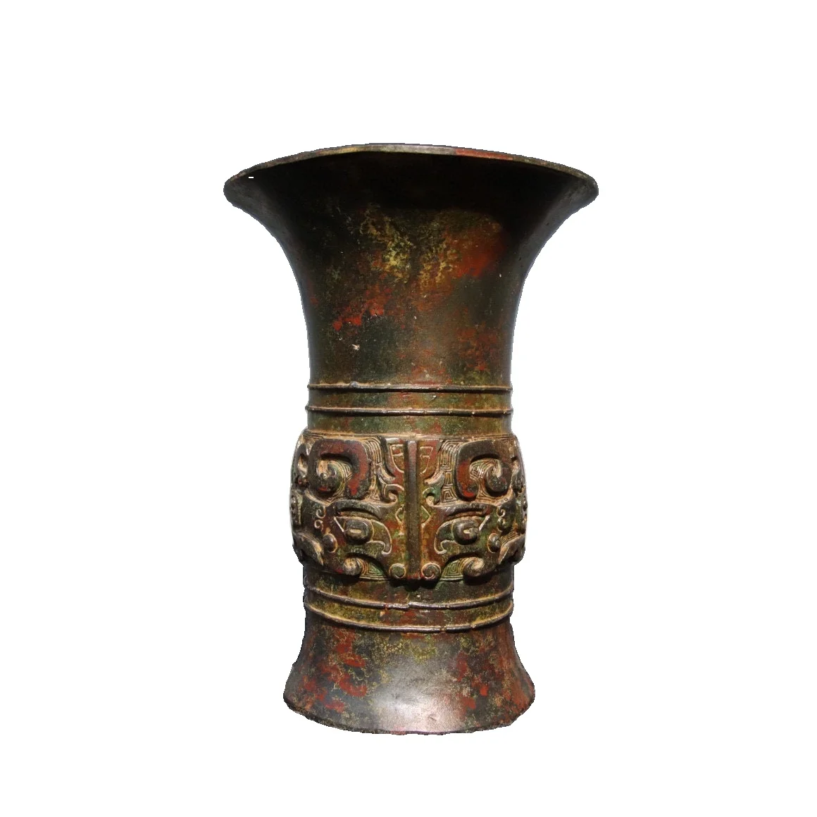 

LAOJUNLU Bronze Animal Face Pattern Round Statue 24 Cm Tall Chinese Traditional Style Antiques Fine Art Gifts Crafts