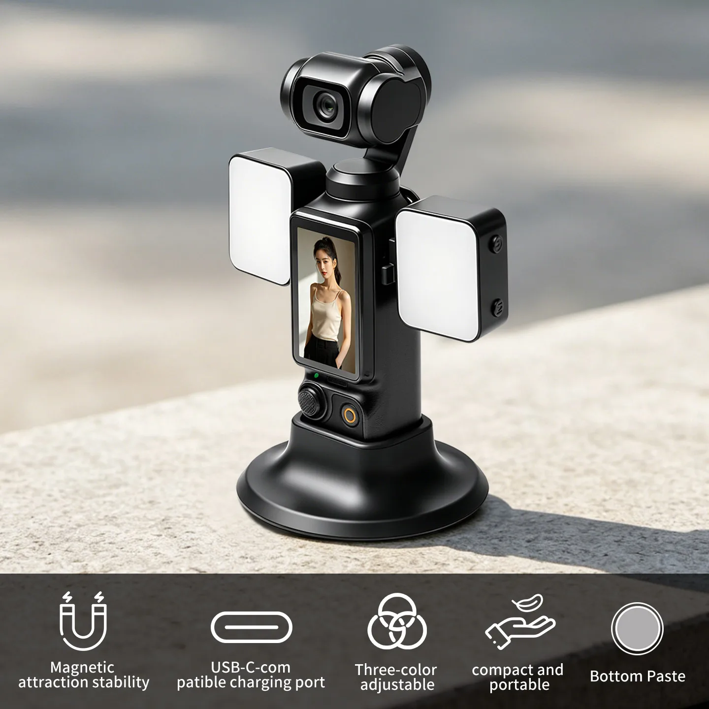 Фото Магнитный мини-осветитель для DJI Osmo Pocket 3: 3 уровня яркости, 3 цветовые температуры, зарядка Type-C, портативный, для видеоблогов, для использования на улице и в ночное время №4