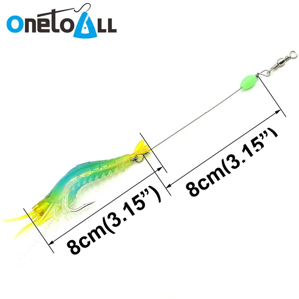 OnetoAll 10 шт. 8 см 5 6 г Мягкая приманка в виде креветки светящаяся с крючком